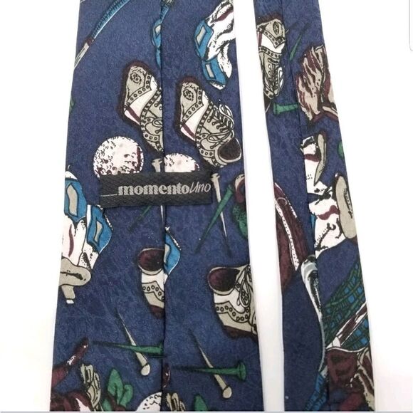 Momento Uno Navy Blue Golfing Golf Clubs Ball Tie - Picture 4 of 5